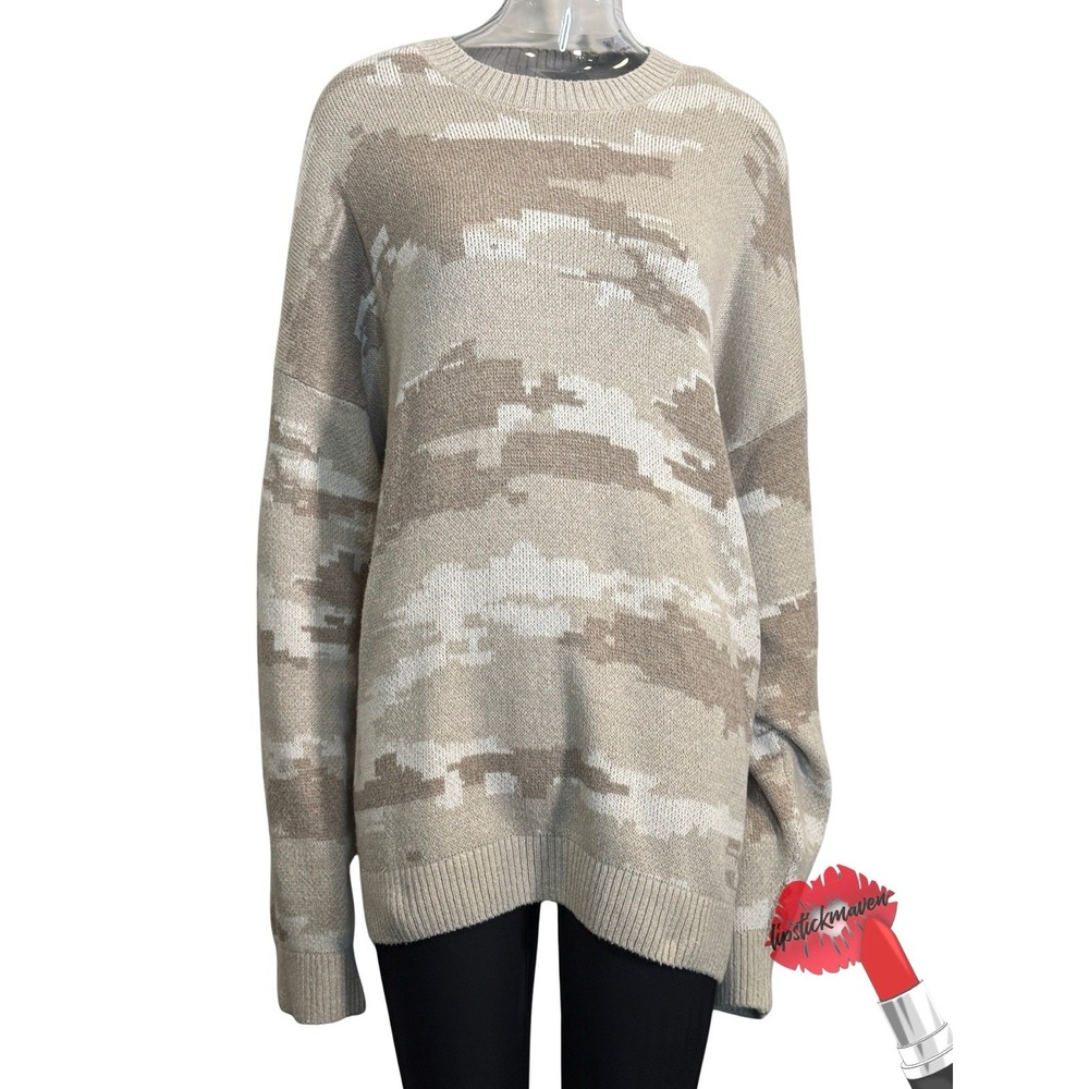 Hollister Sweater Womens XXL Gray Camo Boxy Fit Oversized
